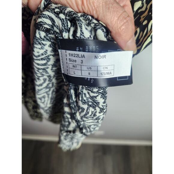 BA&SH Lia printed pleated crepe mini dress sz 8 3/4 sleeve beachy festival boho - Picture 9 of 12